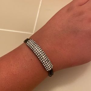 Leather pave crystal magnetic bracelet